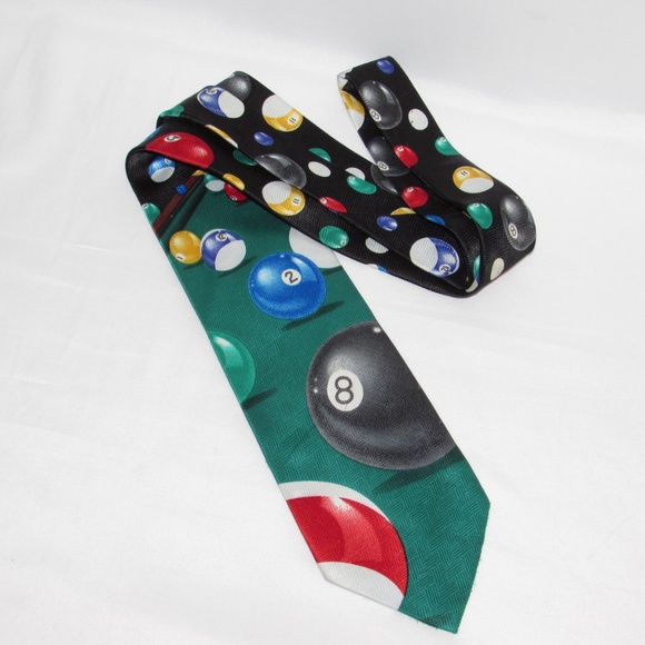 Men's Billiards Tie Pool Hall Business Tie - Picture 1 of 2